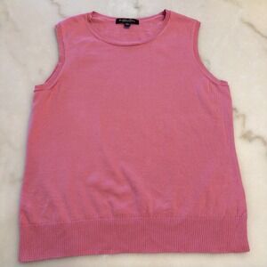 Brooks Brothers Women's Supima Cotton Sleeveless Knit Top/Sweater Vest Pink Sz L